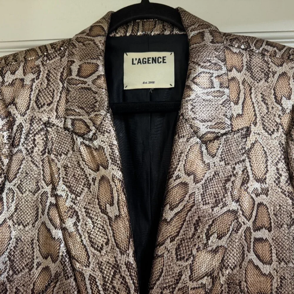SALE NEW Fabulous Excellent L'Agence Sequin Animal Print Jacket sz 6 - Picture 5 of 6